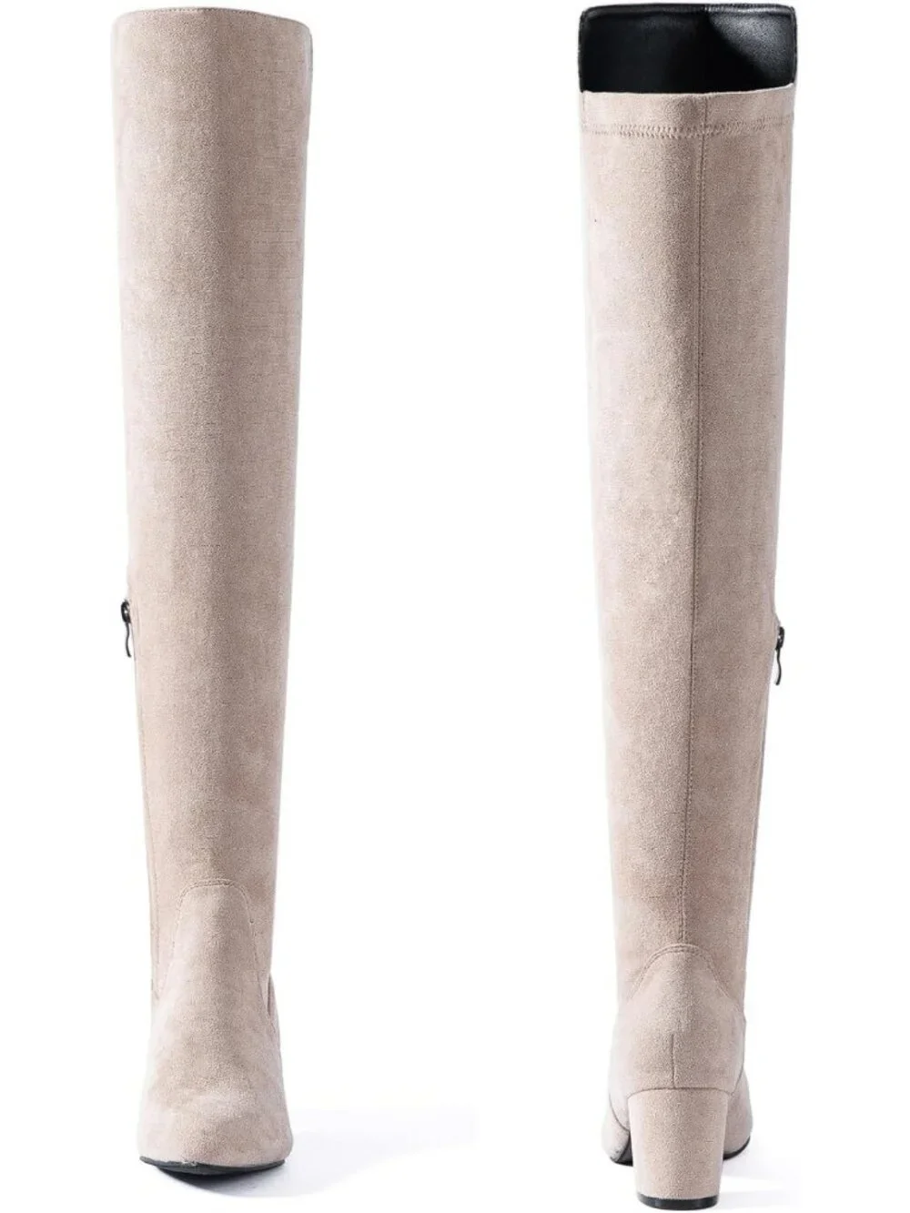 Stylish Thigh High Suede Black Over the Knee Boots, Chunky 2